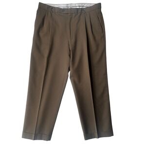 Cortina Wool Blend Straight Leg Dress Pants Cuffed Hem Men's SZ 38 Brown